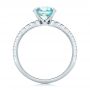 14k White Gold Custom Blue Zircon And Diamond Engagement Ring - Front View -  102318 - Thumbnail