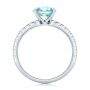 14k White Gold Custom Blue Zircon And Diamond Engagement Ring - Front View -  102318 - Thumbnail