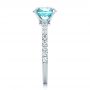 14k White Gold Custom Blue Zircon And Diamond Engagement Ring - Side View -  102318 - Thumbnail