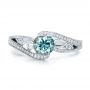  Platinum Platinum Custom Blue Zircon And Diamond Engagement Ring - Top View -  100645 - Thumbnail