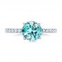  Platinum Platinum Custom Blue Zircon And Diamond Engagement Ring - Top View -  102318 - Thumbnail