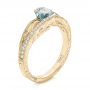 18k Yellow Gold 18k Yellow Gold Custom Blue Zircon And Diamond Engagement Ring - Three-Quarter View -  100645 - Thumbnail