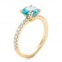 18k Yellow Gold 18k Yellow Gold Custom Blue Zircon And Diamond Engagement Ring - Three-Quarter View -  102318 - Thumbnail