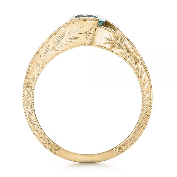 18k Yellow Gold 18k Yellow Gold Custom Blue Zircon And Diamond Engagement Ring - Front View - 100645