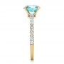 14k Yellow Gold 14k Yellow Gold Custom Blue Zircon And Diamond Engagement Ring - Side View -  102318 - Thumbnail