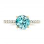 18k Yellow Gold 18k Yellow Gold Custom Blue Zircon And Diamond Engagement Ring - Top View -  102318 - Thumbnail