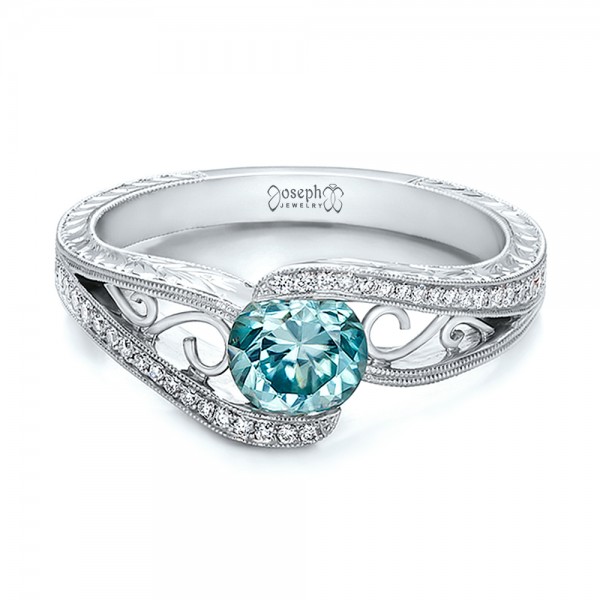 Custom Blue Zircon and Diamond Engagement Ring 100645 Custom Blue Zircon and Diamond Engagement Ring 100645