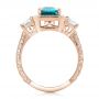18k Rose Gold 18k Rose Gold Custom Blue Zircon And Diamond Halo Engagement Ring - Front View -  102344 - Thumbnail