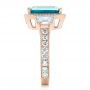 14k Rose Gold 14k Rose Gold Custom Blue Zircon And Diamond Halo Engagement Ring - Side View -  102344 - Thumbnail