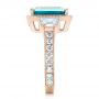 18k Rose Gold 18k Rose Gold Custom Blue Zircon And Diamond Halo Engagement Ring - Side View -  102344 - Thumbnail