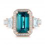 18k Rose Gold 18k Rose Gold Custom Blue Zircon And Diamond Halo Engagement Ring - Top View -  102344 - Thumbnail