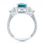 14k White Gold 14k White Gold Custom Blue Zircon And Diamond Halo Engagement Ring - Front View -  102344 - Thumbnail