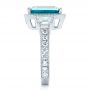  Platinum Custom Blue Zircon And Diamond Halo Engagement Ring - Side View -  102344 - Thumbnail