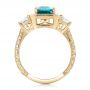 14k Yellow Gold 14k Yellow Gold Custom Blue Zircon And Diamond Halo Engagement Ring - Front View -  102344 - Thumbnail