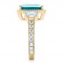 14k Yellow Gold 14k Yellow Gold Custom Blue Zircon And Diamond Halo Engagement Ring - Side View -  102344 - Thumbnail