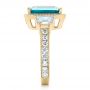 14k Yellow Gold 14k Yellow Gold Custom Blue Zircon And Diamond Halo Engagement Ring - Side View -  102344 - Thumbnail