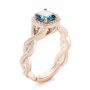 14k Rose Gold 14k Rose Gold Custom Blue And White Diamond Halo Engagement Ring - Three-Quarter View -  103502 - Thumbnail