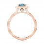 14k Rose Gold 14k Rose Gold Custom Blue And White Diamond Halo Engagement Ring - Front View -  103502 - Thumbnail