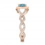 18k Rose Gold 18k Rose Gold Custom Blue And White Diamond Halo Engagement Ring - Side View -  103502 - Thumbnail