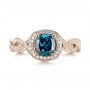 14k Rose Gold 14k Rose Gold Custom Blue And White Diamond Halo Engagement Ring - Top View -  103502 - Thumbnail