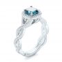 18k White Gold 18k White Gold Custom Blue And White Diamond Halo Engagement Ring - Three-Quarter View -  103502 - Thumbnail