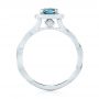  Platinum Custom Blue And White Diamond Halo Engagement Ring - Front View -  103502 - Thumbnail