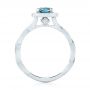 14k White Gold 14k White Gold Custom Blue And White Diamond Halo Engagement Ring - Front View -  103502 - Thumbnail