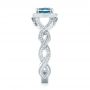  Platinum Custom Blue And White Diamond Halo Engagement Ring - Side View -  103502 - Thumbnail