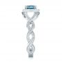  Platinum Custom Blue And White Diamond Halo Engagement Ring - Side View -  103502 - Thumbnail