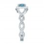 18k White Gold 18k White Gold Custom Blue And White Diamond Halo Engagement Ring - Side View -  103502 - Thumbnail