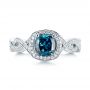 14k White Gold 14k White Gold Custom Blue And White Diamond Halo Engagement Ring - Top View -  103502 - Thumbnail