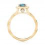 18k Yellow Gold 18k Yellow Gold Custom Blue And White Diamond Halo Engagement Ring - Front View -  103502 - Thumbnail