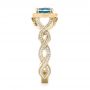 14k Yellow Gold 14k Yellow Gold Custom Blue And White Diamond Halo Engagement Ring - Side View -  103502 - Thumbnail