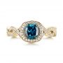 18k Yellow Gold 18k Yellow Gold Custom Blue And White Diamond Halo Engagement Ring - Top View -  103502 - Thumbnail