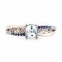  14K Gold Custom Blue And White Sapphire Engagement Ring - Top View -  101211 - Thumbnail