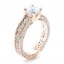 18k Rose Gold 18k Rose Gold Custom Bright Cut Diamond Engagement Ring - Three-Quarter View -  1283 - Thumbnail