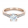 18k Rose Gold 18k Rose Gold Custom Bright Cut Diamond Engagement Ring - Flat View -  1329 - Thumbnail