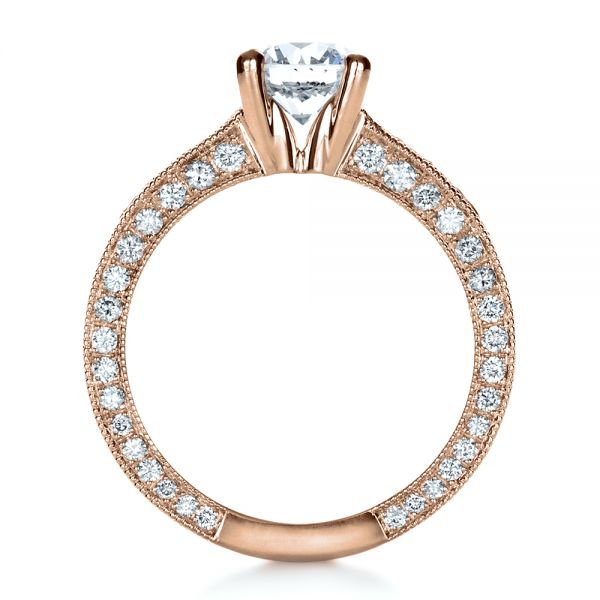 14k Rose Gold 14k Rose Gold Custom Bright Cut Diamond Engagement Ring - Front View -  1283