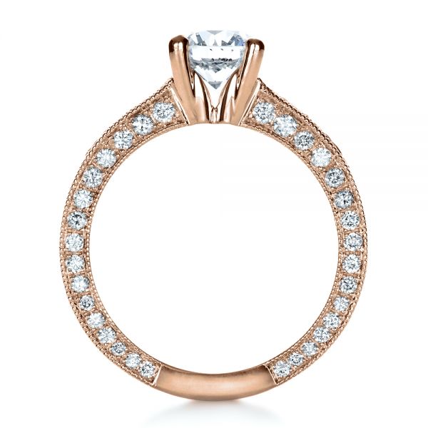 18k Rose Gold 18k Rose Gold Custom Bright Cut Diamond Engagement Ring - Front View - 1283