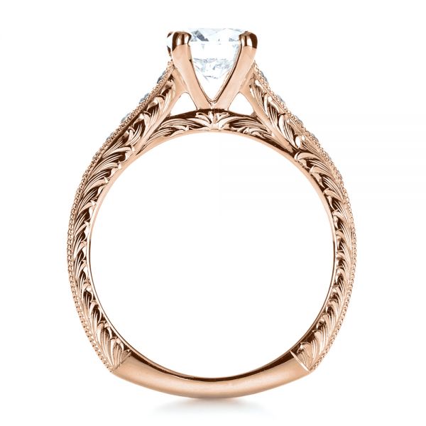 14k Rose Gold 14k Rose Gold Custom Bright Cut Diamond Engagement Ring - Front View - 1329