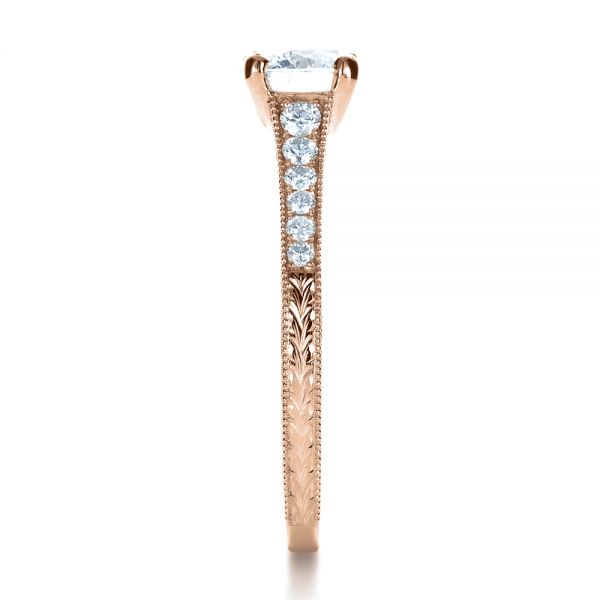 14k Rose Gold 14k Rose Gold Custom Bright Cut Diamond Engagement Ring - Side View - 1329