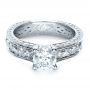  Platinum Platinum Custom Bright Cut Diamond Engagement Ring - Flat View -  1283 - Thumbnail