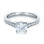 18k White Gold 18k White Gold Custom Bright Cut Diamond Engagement Ring - Flat View -  1329 - Thumbnail