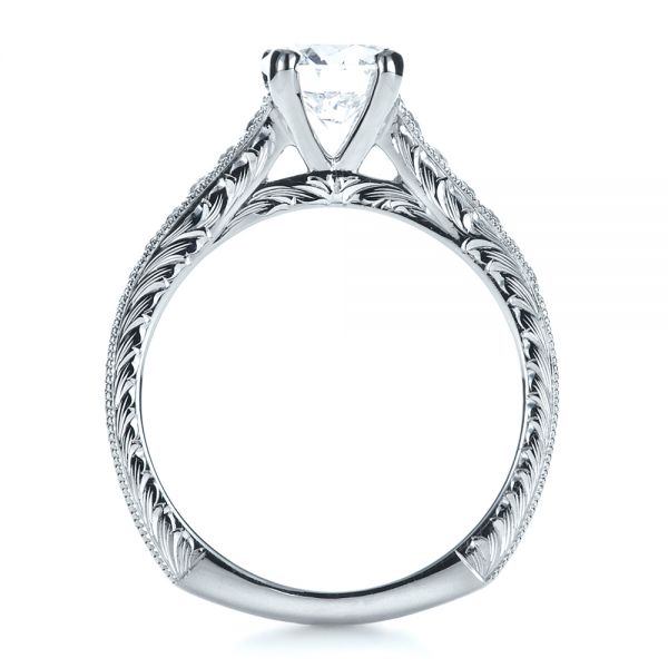  Platinum Custom Bright Cut Diamond Engagement Ring - Front View -  1329