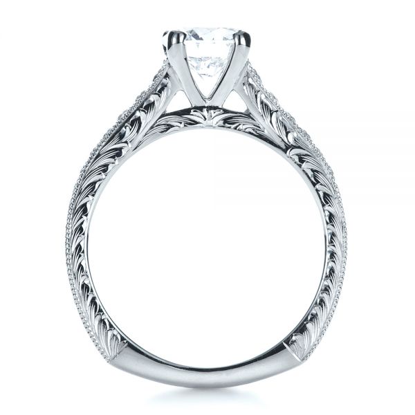 Platinum Custom Bright Cut Diamond Engagement Ring - Front View - 1329
