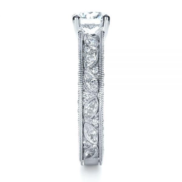  Platinum Platinum Custom Bright Cut Diamond Engagement Ring - Side View -  1283