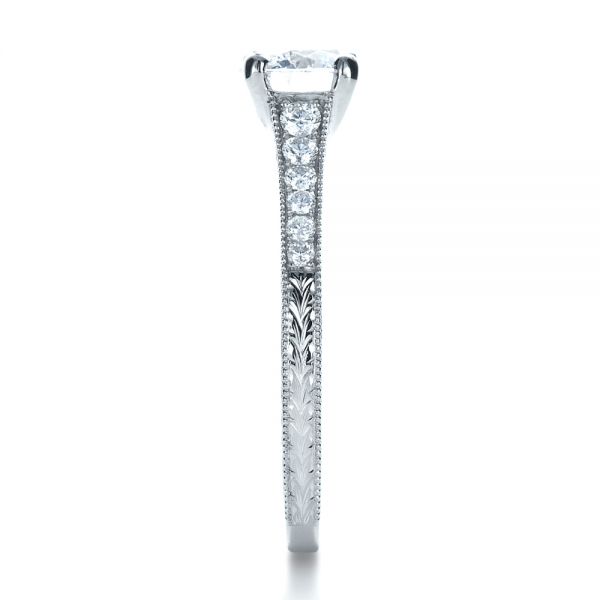 Platinum Custom Bright Cut Diamond Engagement Ring - Side View - 1329