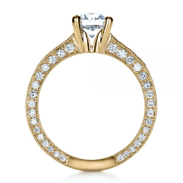 14k Yellow Gold 14k Yellow Gold Custom Bright Cut Diamond Engagement Ring - Front View -  1283
