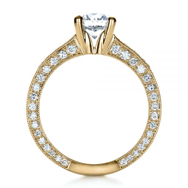 18k Yellow Gold 18k Yellow Gold Custom Bright Cut Diamond Engagement Ring - Front View - 1283