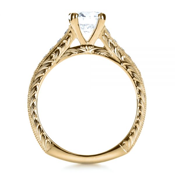 14k Yellow Gold 14k Yellow Gold Custom Bright Cut Diamond Engagement Ring - Front View -  1329